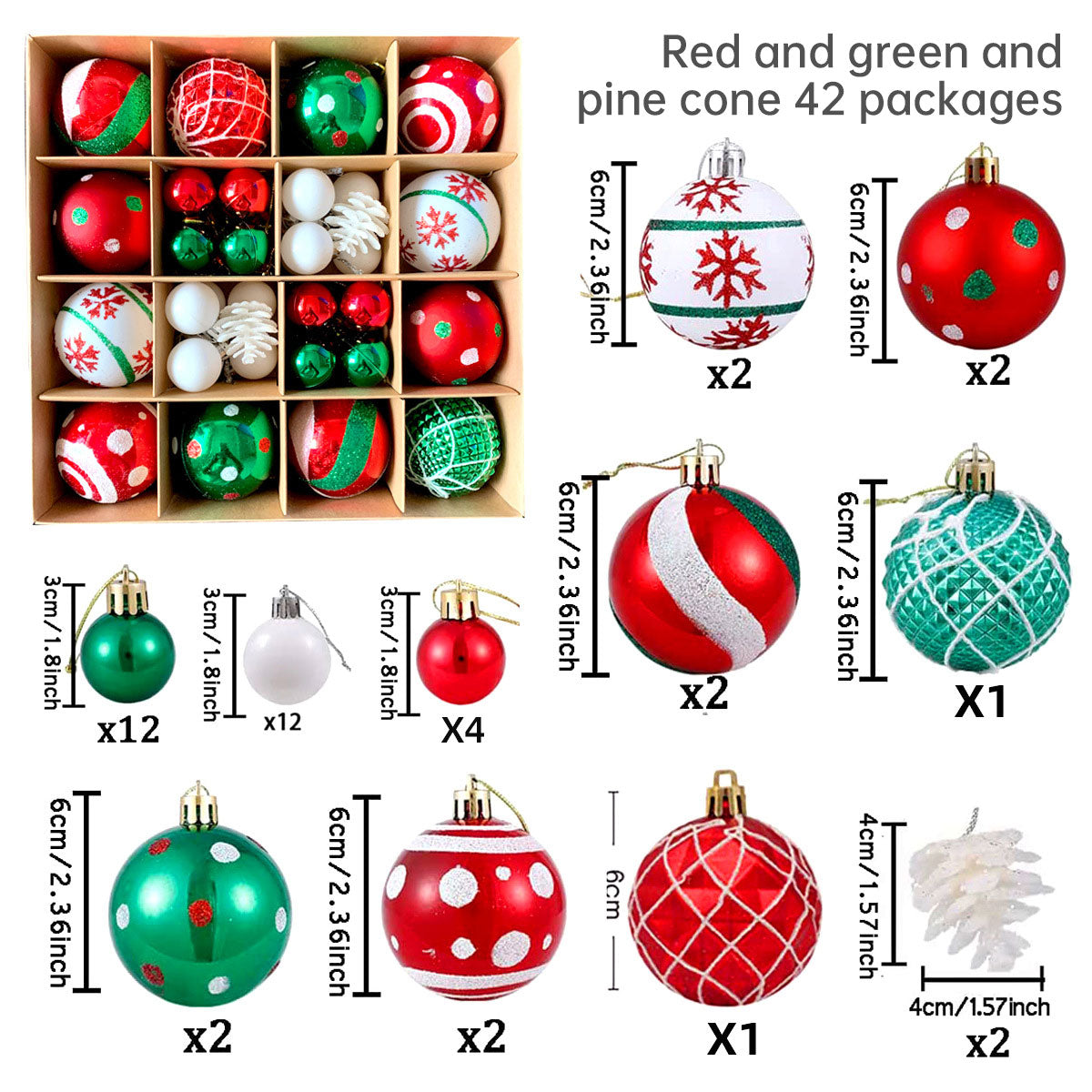 Elegant 6cm Painted Christmas Ornaments – Electroplated Holiday Tree Decor