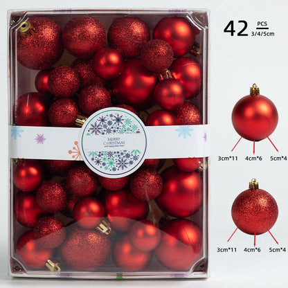 42-Piece Christmas Ball Ornament Set - 3/4/5CM Shatterproof Baubles in Color Box for Tree Decoration