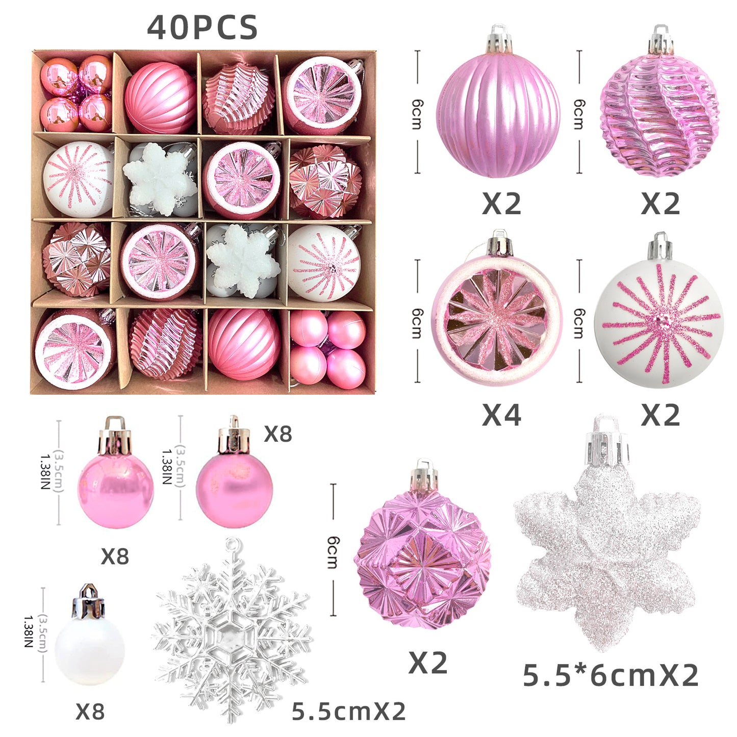 Elegant 6cm Painted Christmas Ornaments – Electroplated Holiday Tree Decor