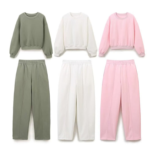 Women's Casual 2-Piece Cotton Sweatshirt & Jogger Set