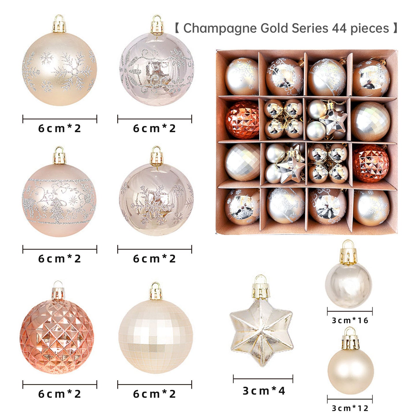 Elegant 6cm Painted Christmas Ornaments – Electroplated Holiday Tree Decor