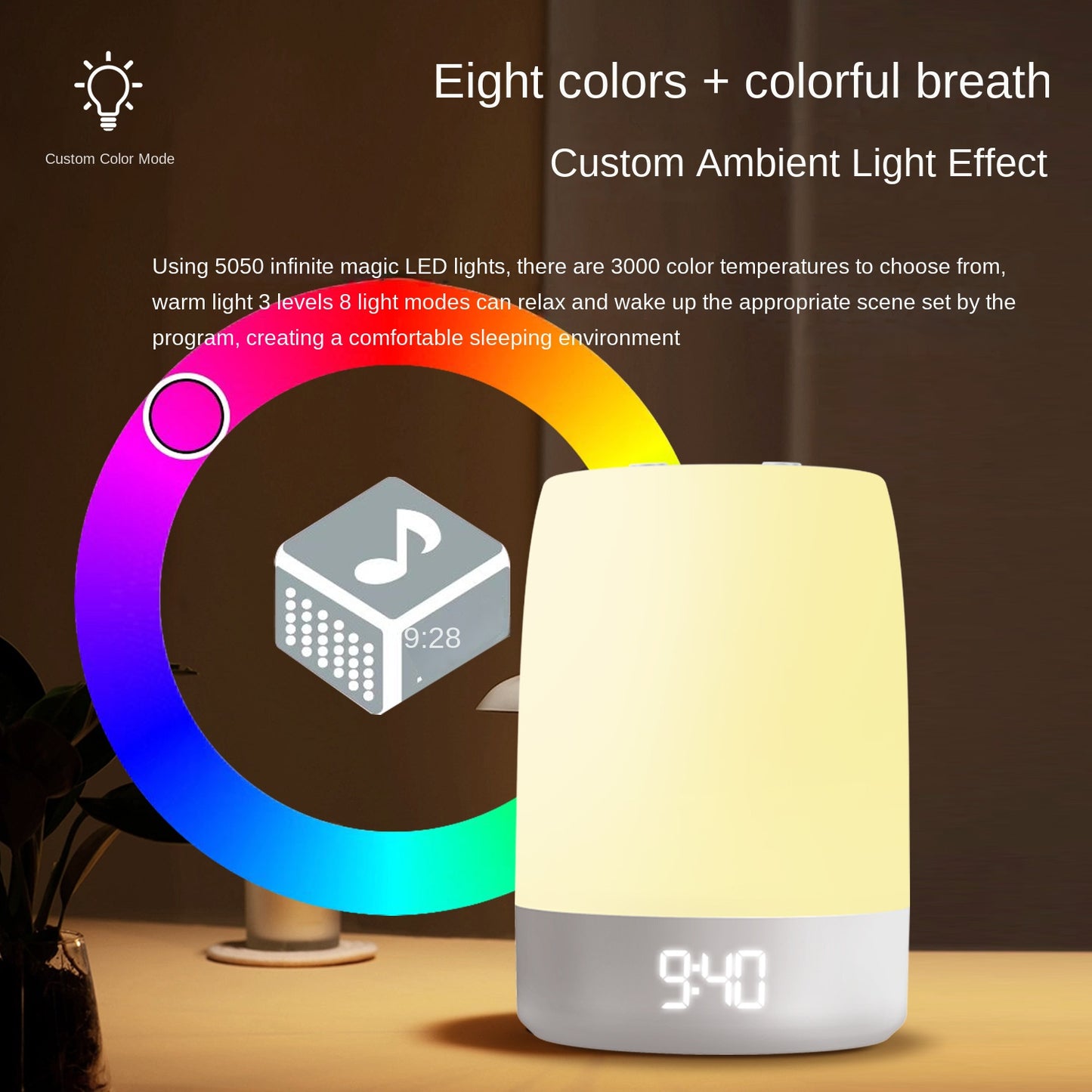 White Noise Sleep Aid with Breathing Light & Music