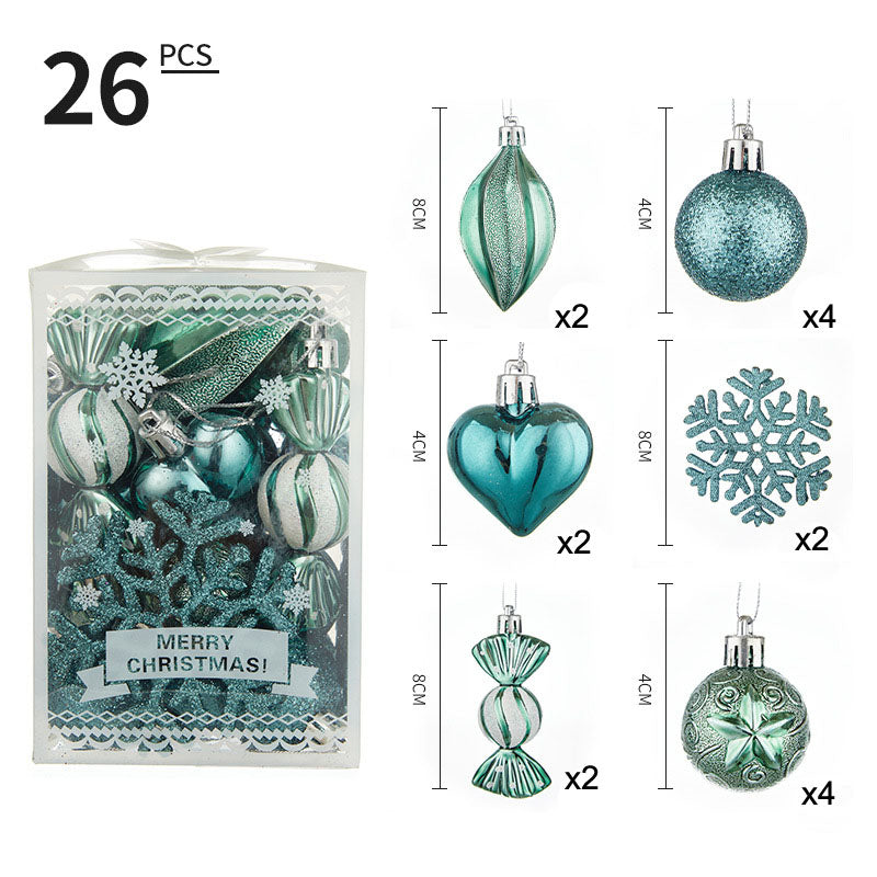 6CM Painted Alien Ball Ornament Set – Powder Snowflake Design, Christmas Tree Decorations (Set of 12)