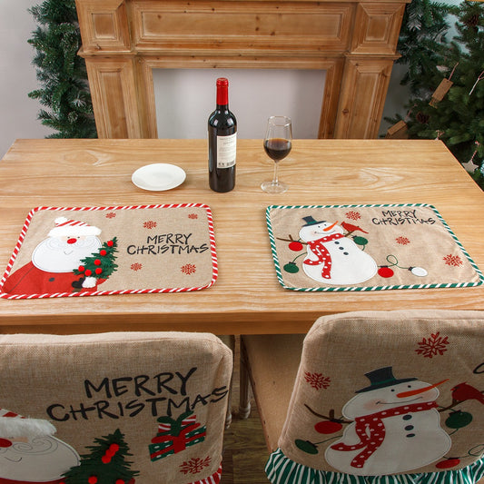 Embroidered Santa Claus & Snowman Christmas Meal Mat