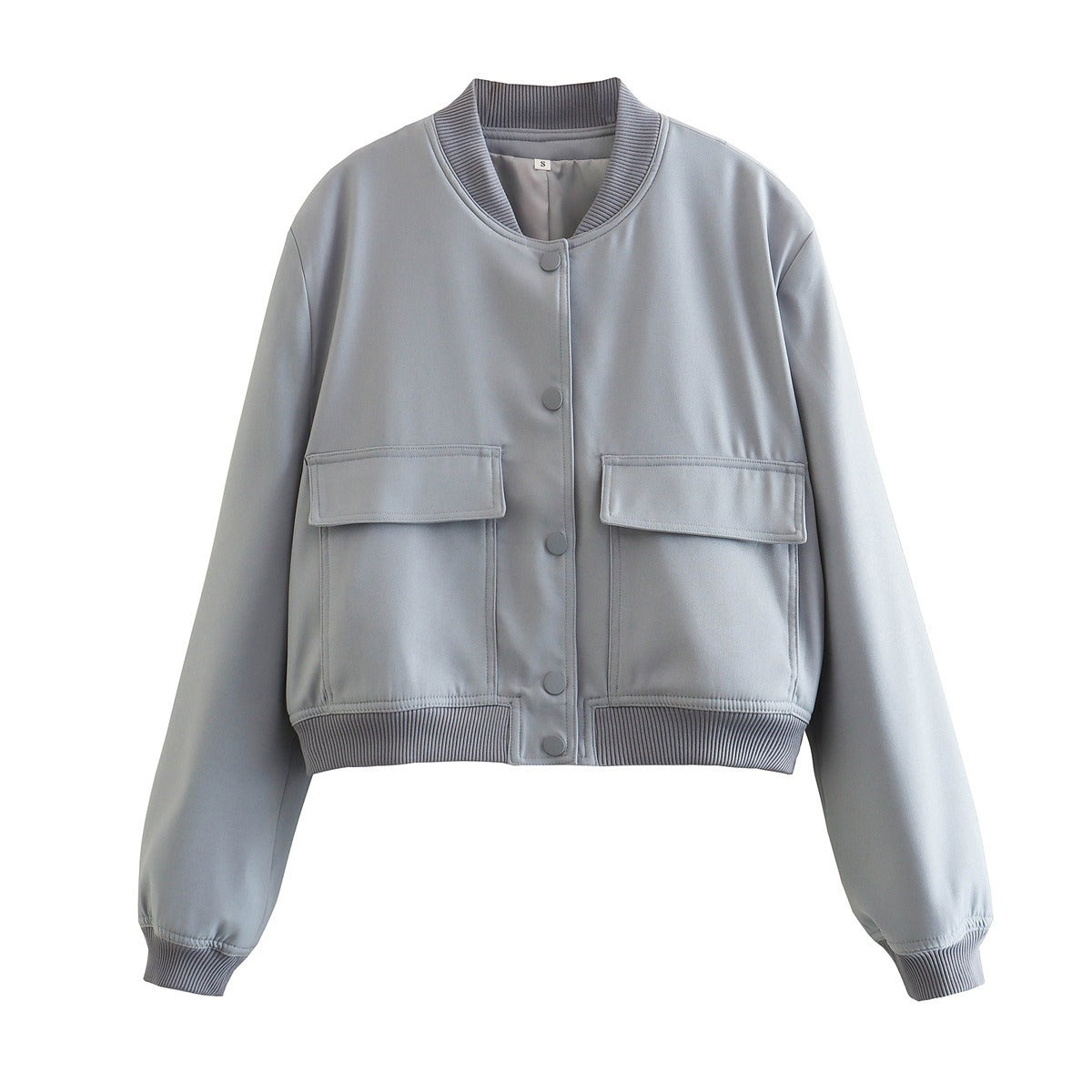 Women's Stand-Up Collar Jacket with Large Pockets