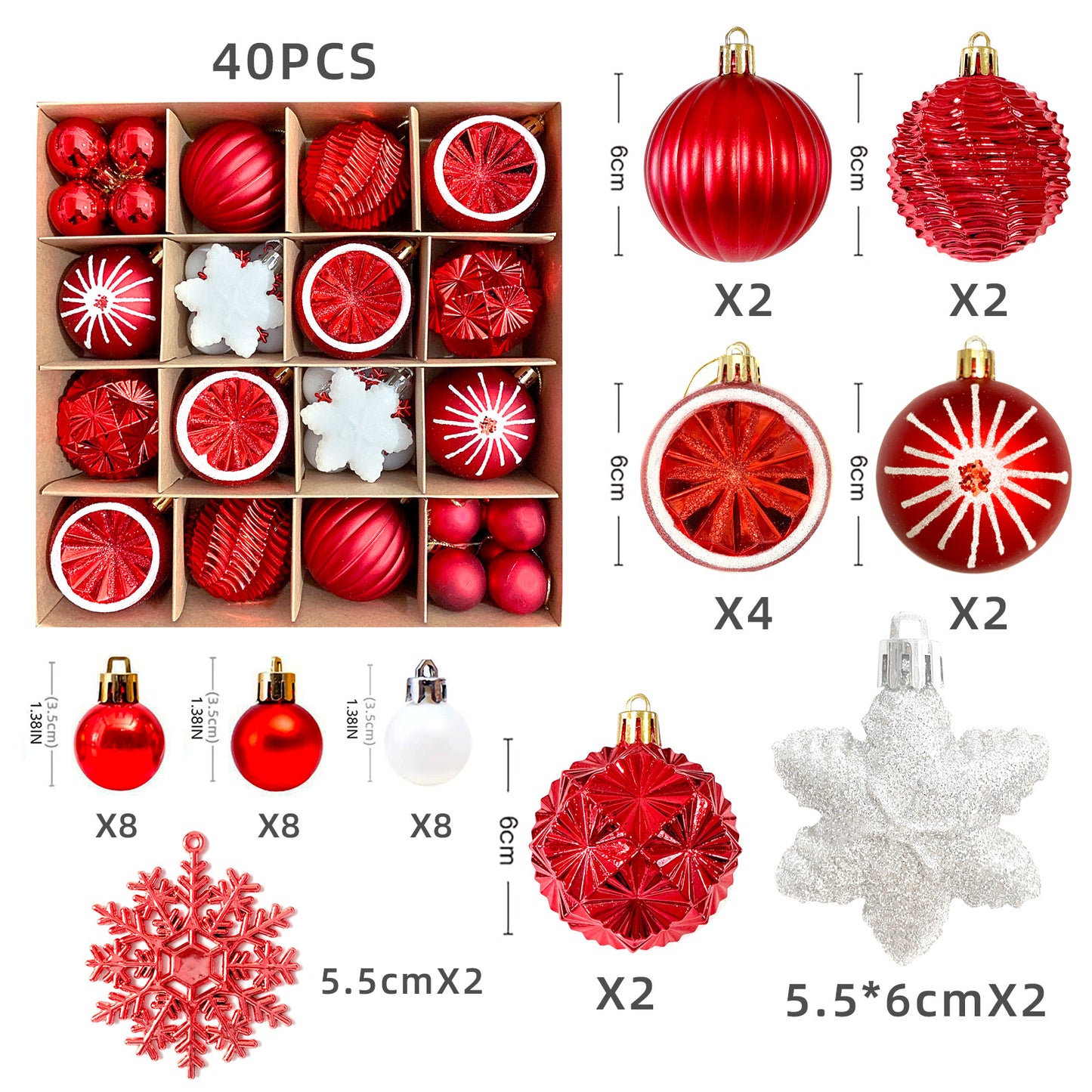 Elegant 6cm Painted Christmas Ornaments – Electroplated Holiday Tree Decor