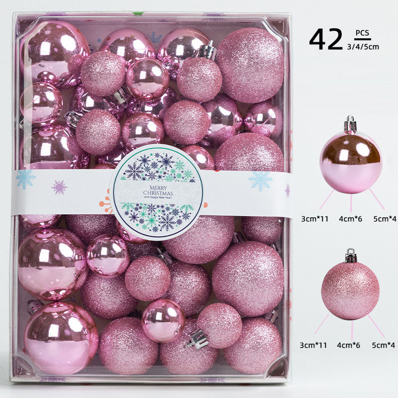 42-Piece Christmas Ball Ornament Set - 3/4/5CM Shatterproof Baubles in Color Box for Tree Decoration