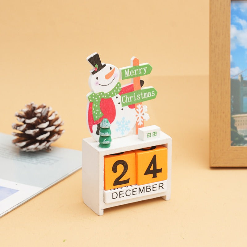 Children's Wooden Christmas Calendar & Santa Claus Desktop Ornament