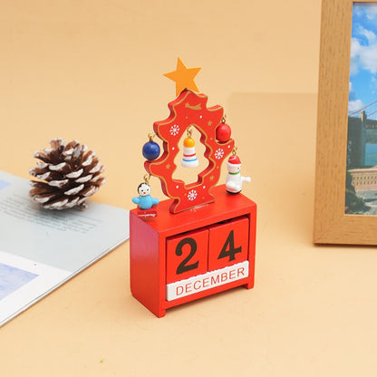 Children's Wooden Christmas Calendar & Santa Claus Desktop Ornament