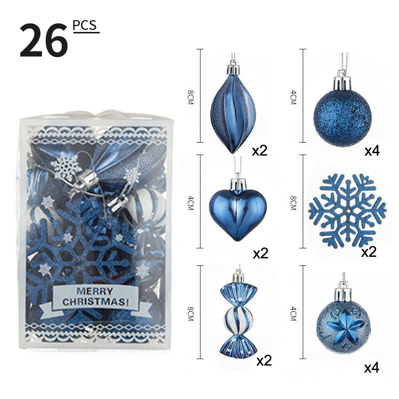 6CM Painted Alien Ball Ornament Set – Powder Snowflake Design, Christmas Tree Decorations (Set of 12)