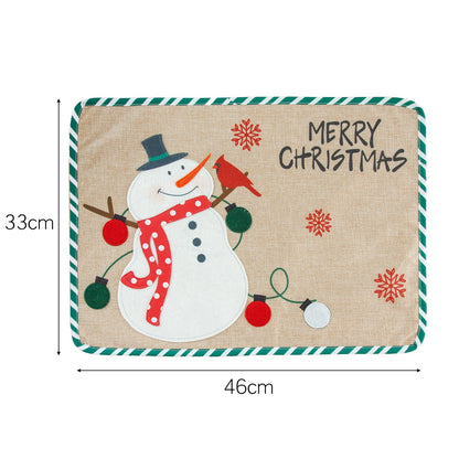 Embroidered Santa Claus & Snowman Christmas Meal Mat