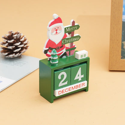 Children's Wooden Christmas Calendar & Santa Claus Desktop Ornament