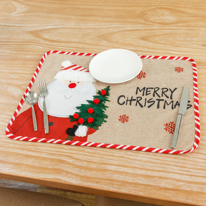 Embroidered Santa Claus & Snowman Christmas Meal Mat