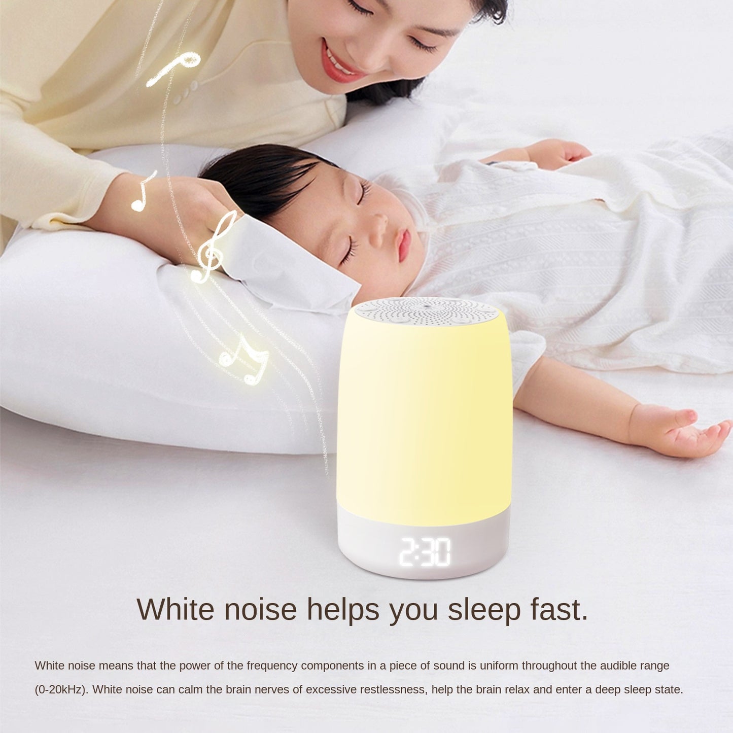 White Noise Sleep Aid with Breathing Light & Music