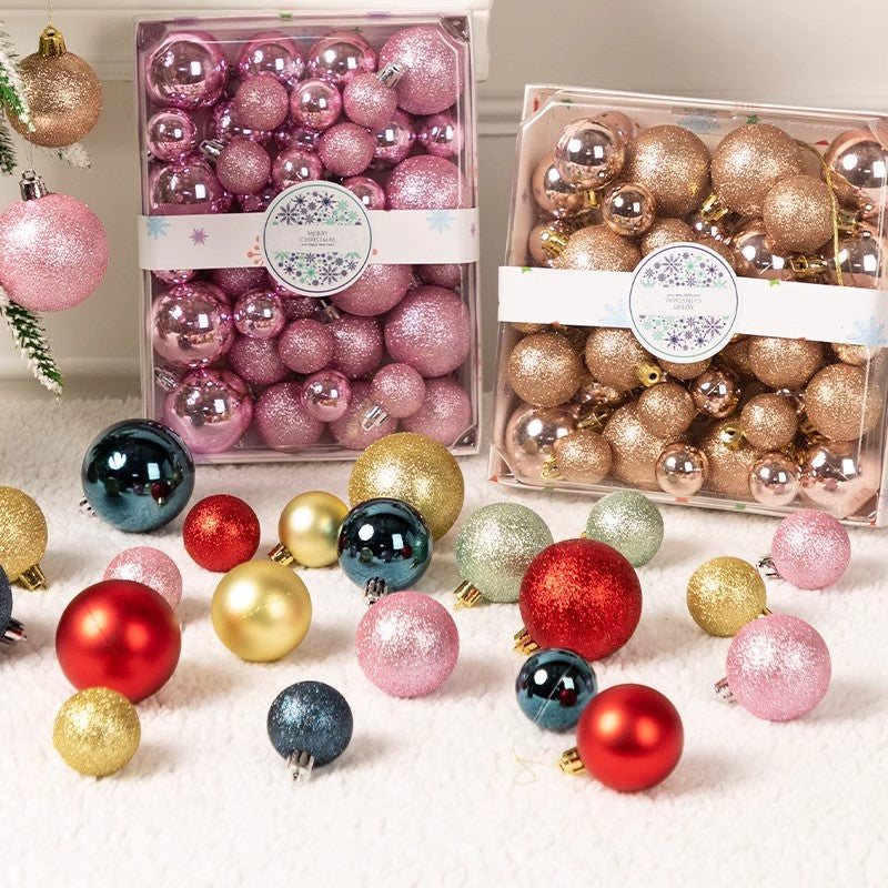 42-Piece Christmas Ball Ornament Set - 3/4/5CM Shatterproof Baubles in Color Box for Tree Decoration