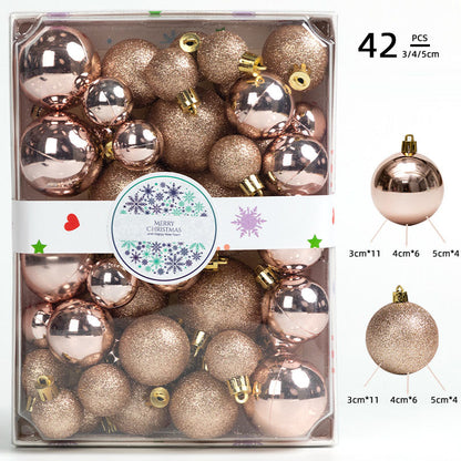 42-Piece Christmas Ball Ornament Set - 3/4/5CM Shatterproof Baubles in Color Box for Tree Decoration