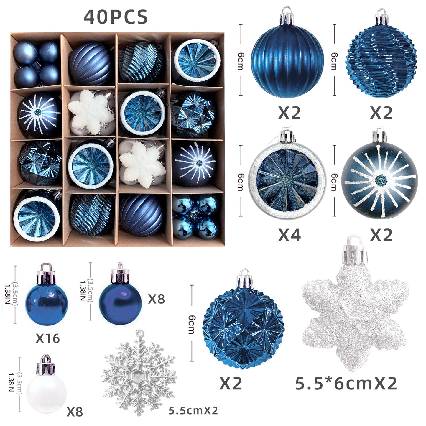 Elegant 6cm Painted Christmas Ornaments – Electroplated Holiday Tree Decor