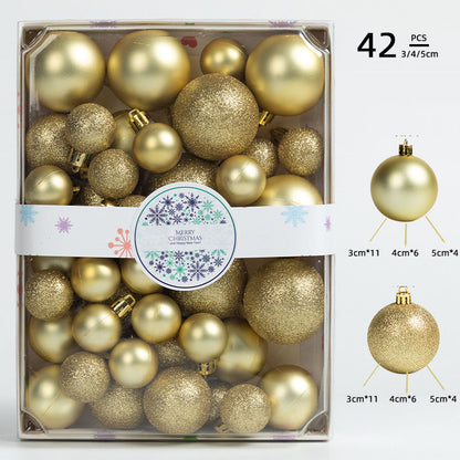 42-Piece Christmas Ball Ornament Set - 3/4/5CM Shatterproof Baubles in Color Box for Tree Decoration