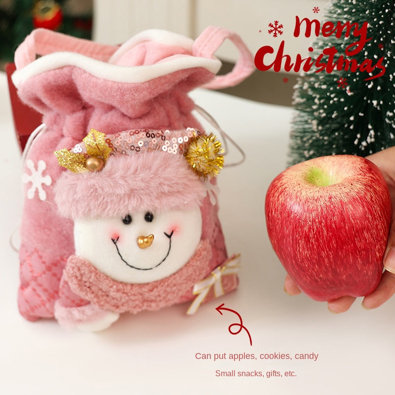 Pink Glitter Christmas Gift Bag – Festive Apple Design, Perfect for Candy & Treats