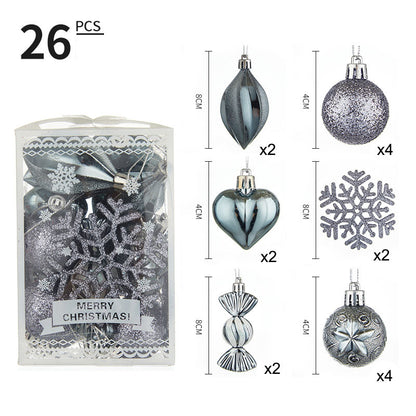 6CM Painted Alien Ball Ornament Set – Powder Snowflake Design, Christmas Tree Decorations (Set of 12)