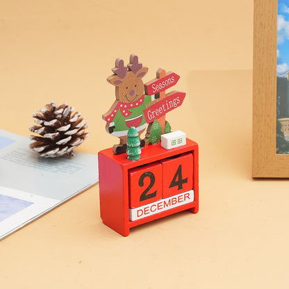 Children's Wooden Christmas Calendar & Santa Claus Desktop Ornament