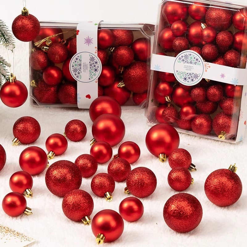 42-Piece Christmas Ball Ornament Set - 3/4/5CM Shatterproof Baubles in Color Box for Tree Decoration