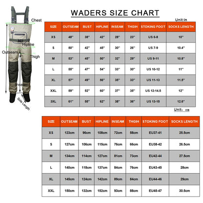 Durable & Comfortable Fishing Waders – Breathable Stocking Foot Chest Wader Kit for Men and Women