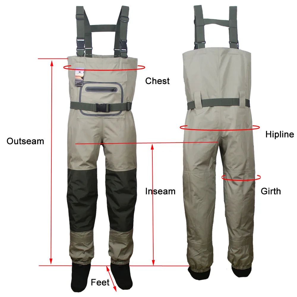 Durable & Comfortable Fishing Waders – Breathable Stocking Foot Chest Wader Kit for Men and Women