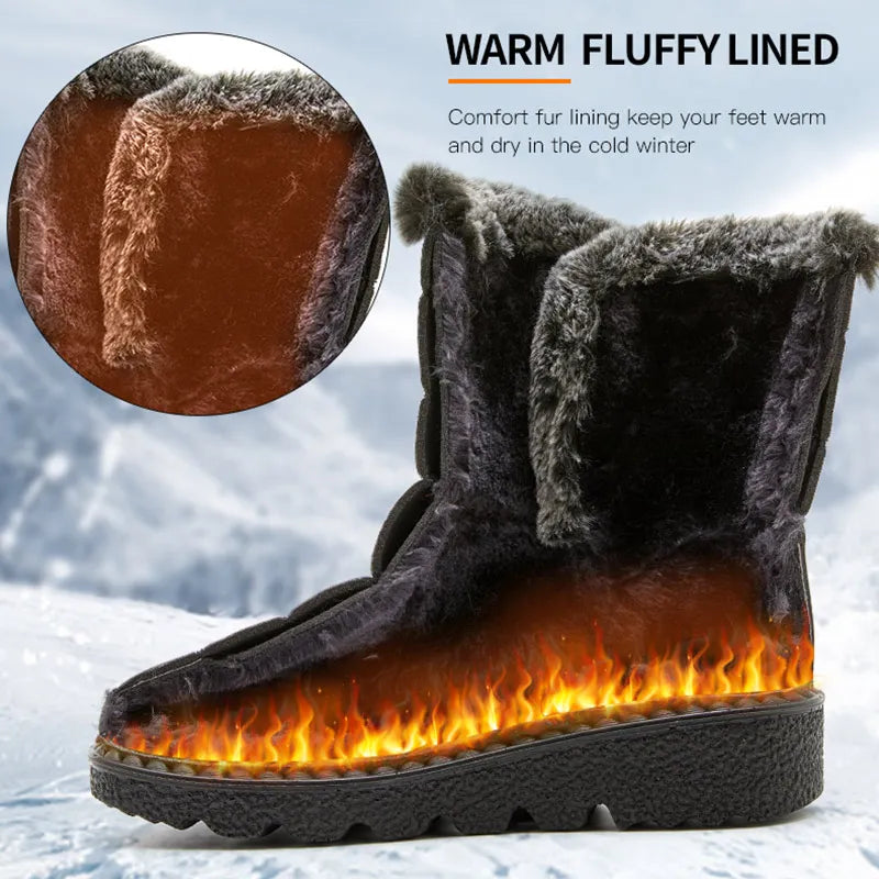 Women's Winter Boots – Waterproof, Fur-Lined Ankle Boots with Low Heels