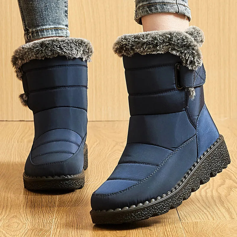 Women's Winter Boots – Waterproof, Fur-Lined Ankle Boots with Low Heels